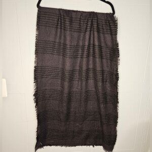 INC International Concepts Graphite Gray Brown Striped Rectangular Scarf 24 x 74